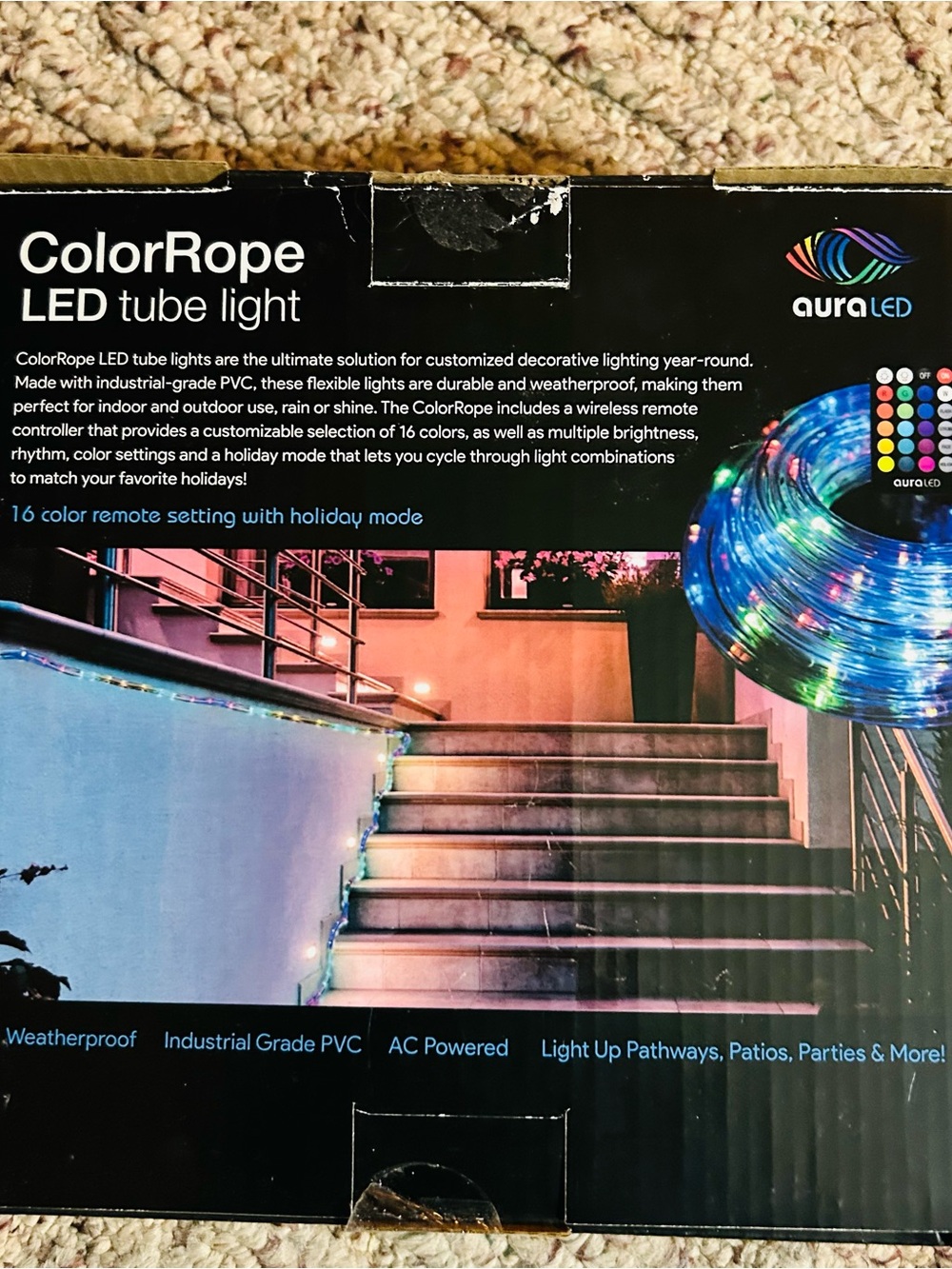 Aura LED Color Rope 16” Light - Multicolor w/Remote - Picture 2 of 3